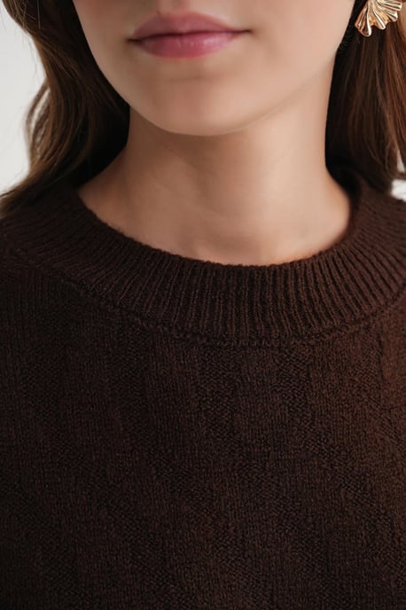 Geribde Brei Pullover Trui met Haar Vlecht Patroon - Image 6
