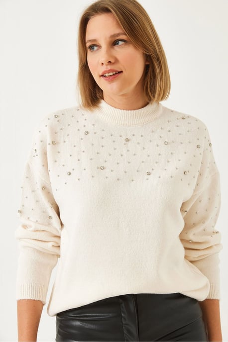 Mönstrad Broderad Rundhalströja - Image 2