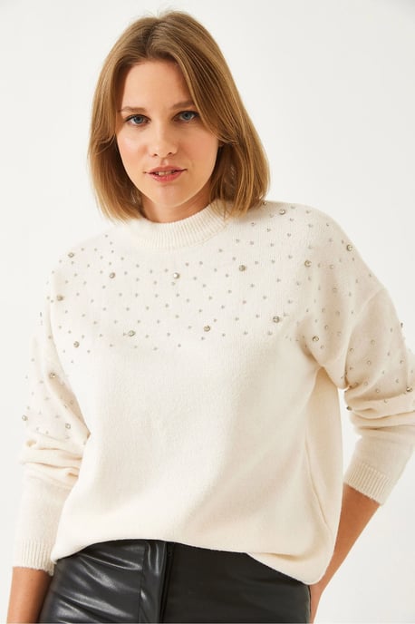 Mönstrad Broderad Rundhalströja - Image 3