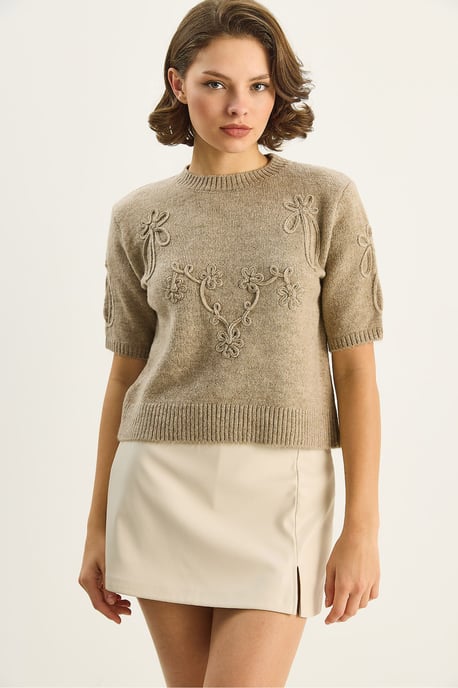 Broderad Crew Neck Stickad Tröja - Image 2