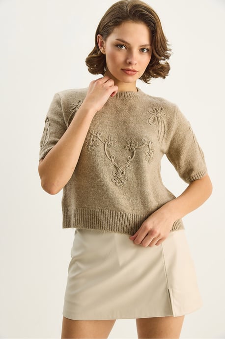 Broderad Crew Neck Stickad Tröja - Image 3