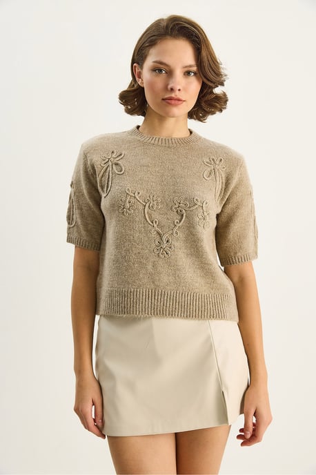 Broderad Crew Neck Stickad Tröja - Image 4