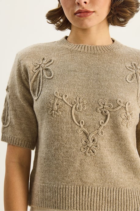 Broderad Crew Neck Stickad Tröja - Image 6