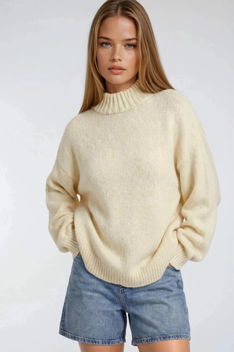 Relaxed Fit Crew Neck Dikke Gebreide Trui - Image 1