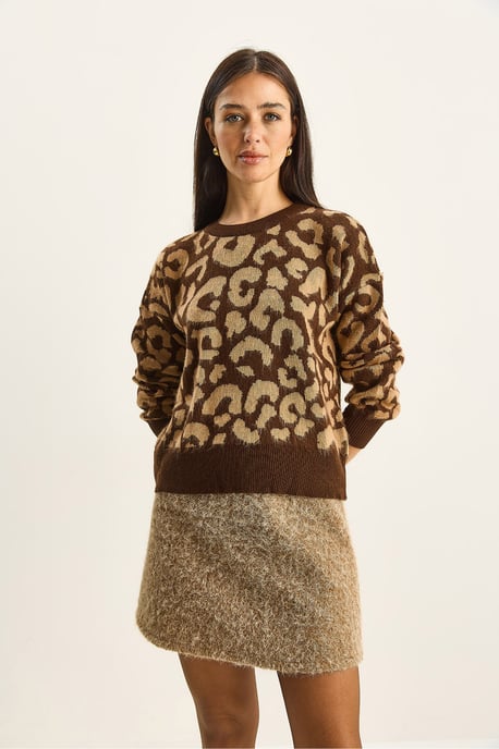Leopardmönstrad Crew Neck Tröja - Image 3