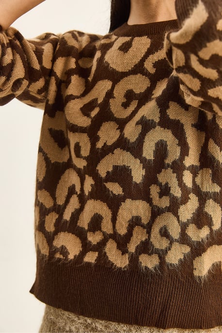 Leopardmönstrad Crew Neck Tröja - Image 6