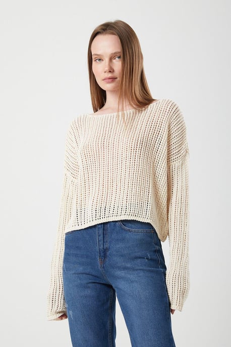 Gehaakt Crop Top met Boot-Hals - Image 1