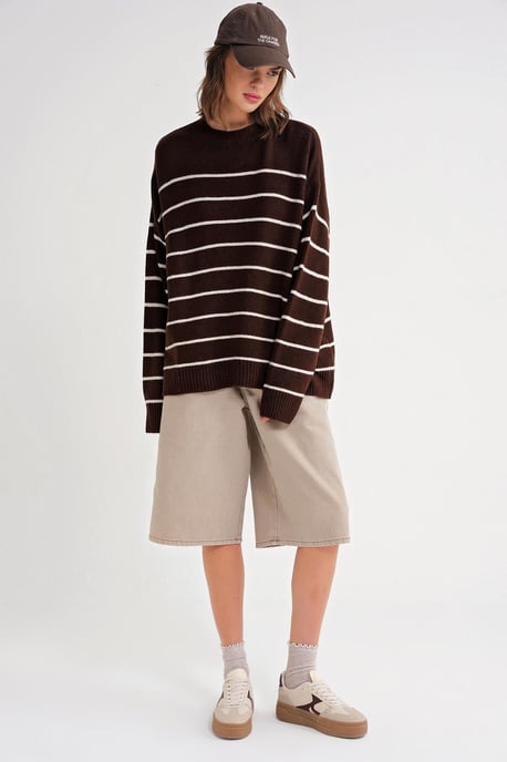 Gestreepte Crewneck Relaxed Brei Pullover Trui - Image 2