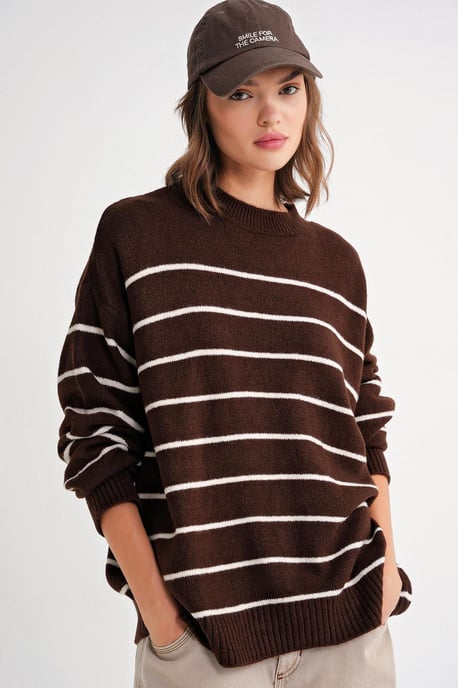 Gestreepte Crewneck Relaxed Brei Pullover Trui - Image 4