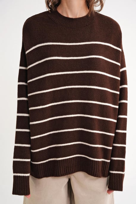 Gestreepte Crewneck Relaxed Brei Pullover Trui - Image 6