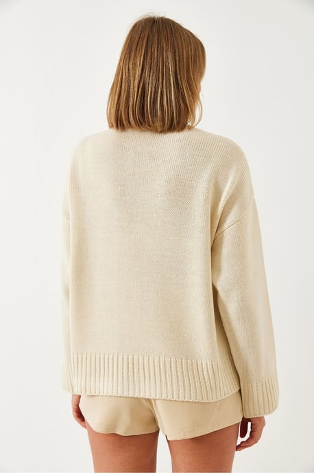 Avslappnad passform crewneck ribbstickad tröja - Image 2