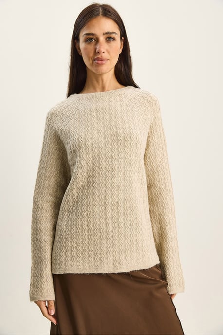 Crew Neck Tjock Oversize Stickad Tröja - Image 3