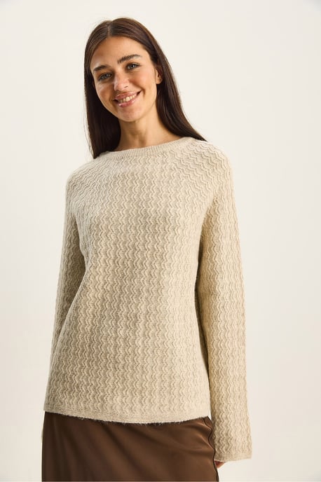 Crew Neck Tjock Oversize Stickad Tröja - Image 4