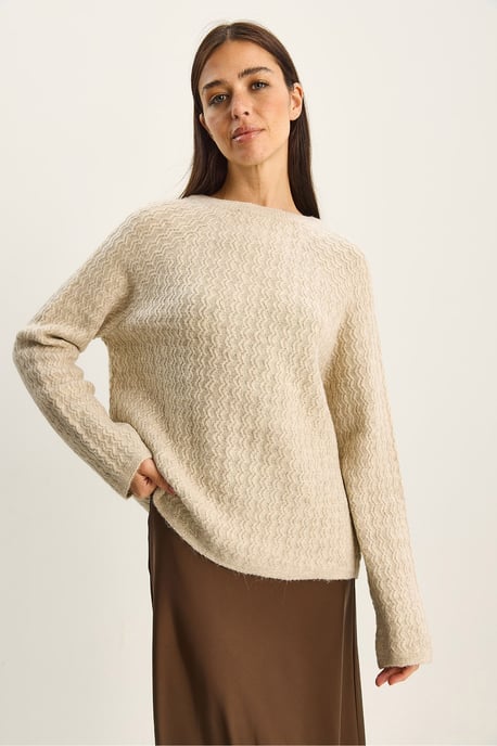 Crew Neck Tjock Oversize Stickad Tröja - Image 5