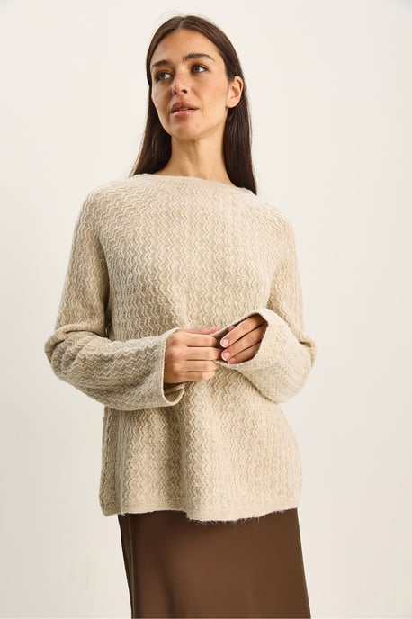 Crew Neck Tjock Oversize Stickad Tröja - Image 6