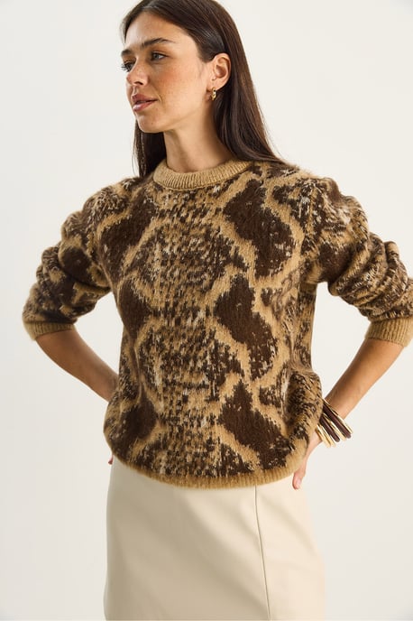 Översize leopardmönstrad stickad tröja - Image 4