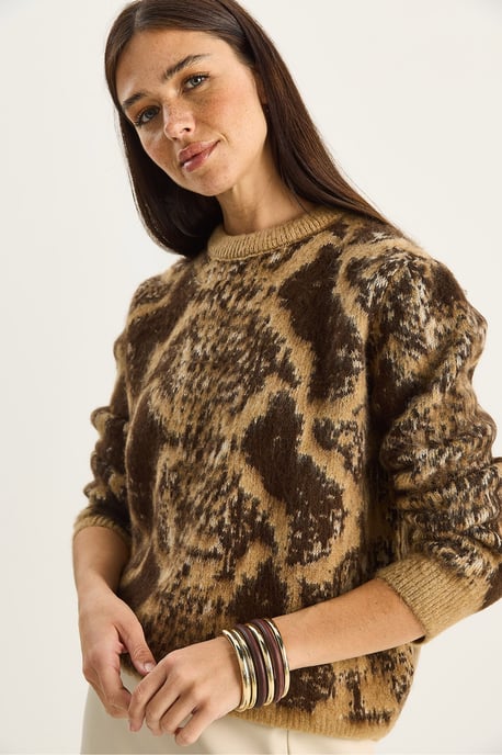 Översize leopardmönstrad stickad tröja - Image 6