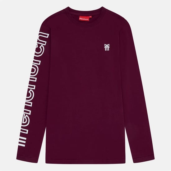 Men's Fenchurch Walsh Regular Fit Long Sleeve T-Shirt in Burgundy - Image 1