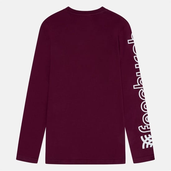 Men's Fenchurch Walsh Regular Fit Long Sleeve T-Shirt in Burgundy - Image 2