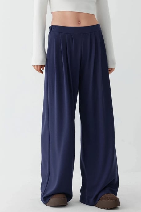 Zachte Aanraak Geplooide Wijde Pantalon - Image 1