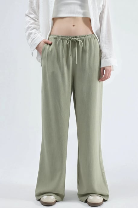Viscose-Linnen Gecombineerde Wijde Pantalon - Image 1