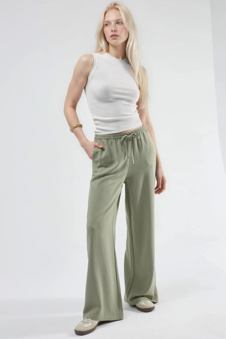 Viscose-Linnen Gecombineerde Wijde Pantalon - Image 2