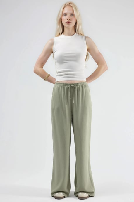 Viscose-Linnen Gecombineerde Wijde Pantalon - Image 6