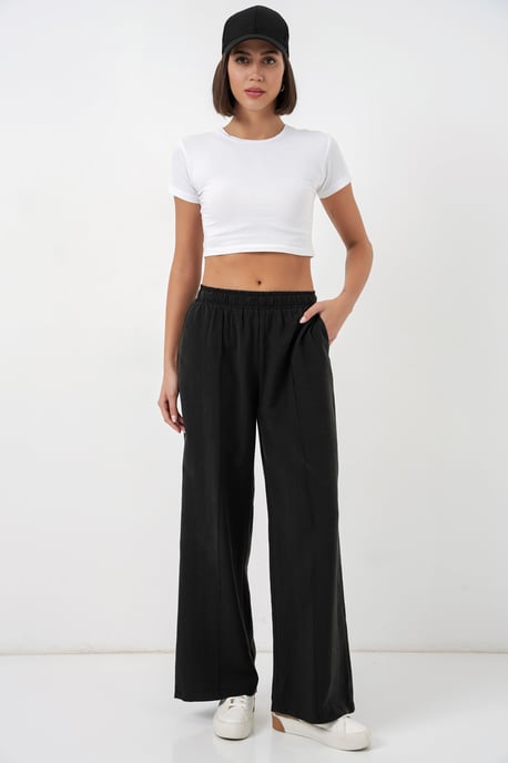 Brede Pijpen Broek met Elastische Taille - Image 3