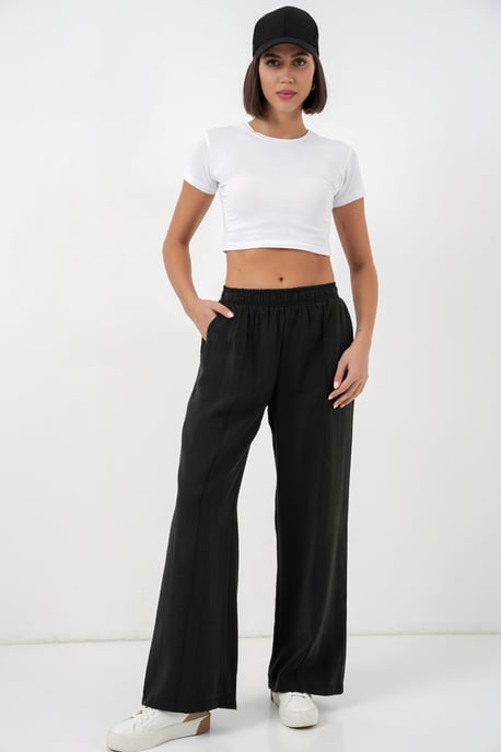 Brede Pijpen Broek met Elastische Taille - Image 5