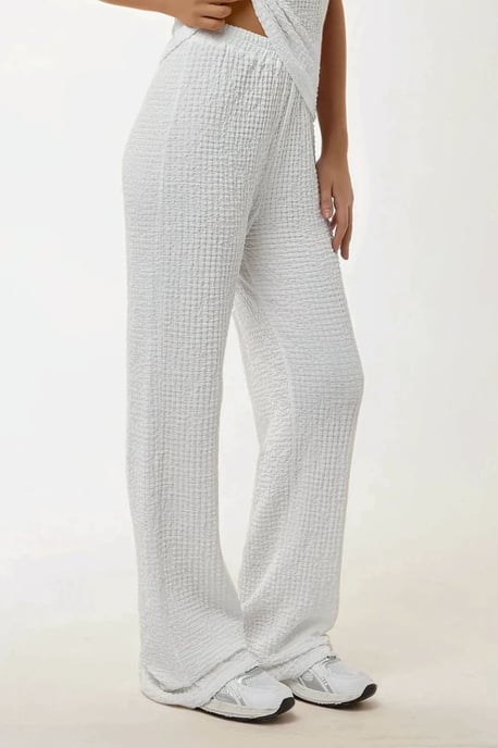 Relaxed Fit Wide Leg Textured Knit Pants - Image 1