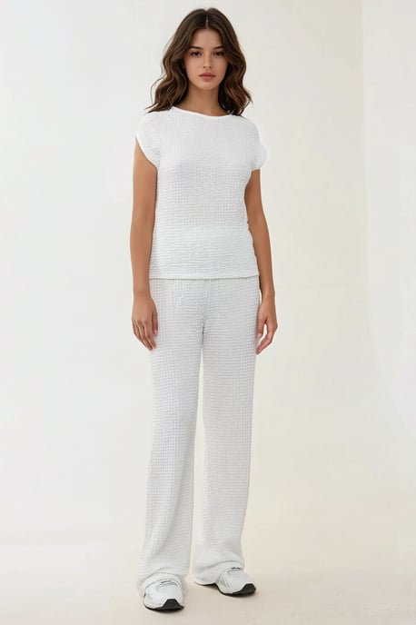 Relaxed Fit Wide Leg Textured Knit Pants - Image 2