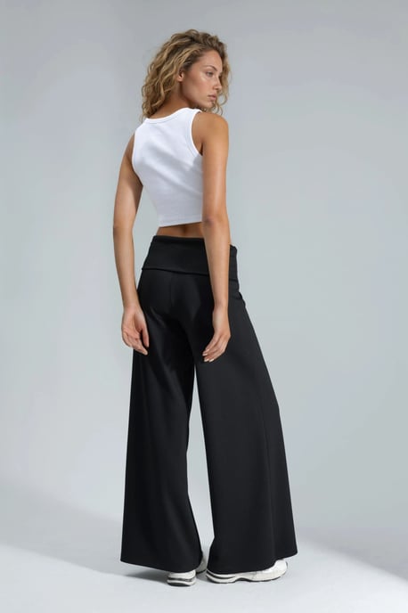 Modal Touch Vouw Taille Palazzo Broek - Image 3