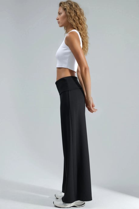 Modal Touch Vouw Taille Palazzo Broek - Image 4