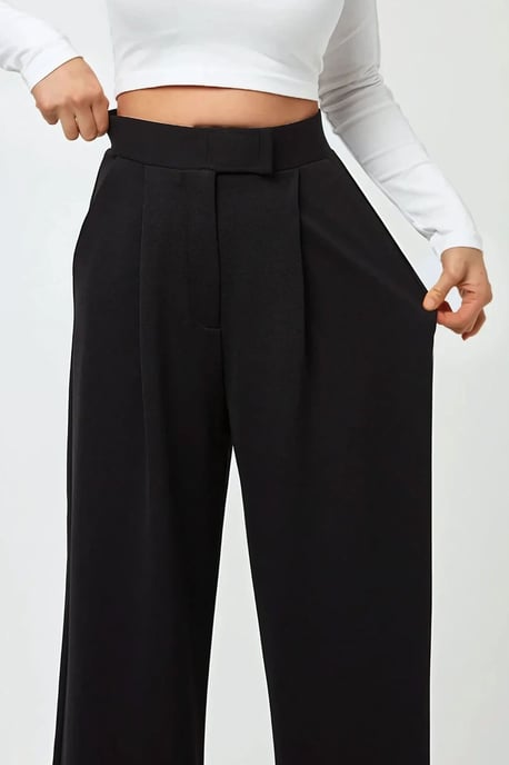 High Waist Elastic Crepe Palazzo Pants - Image 5