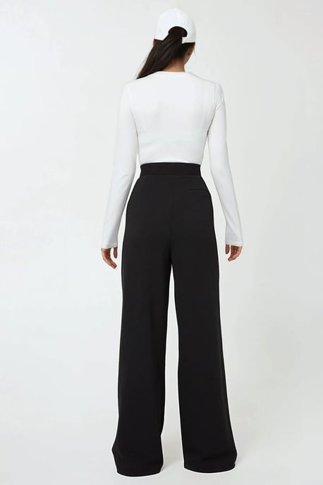 High Waist Elastic Crepe Palazzo Pants - Image 6