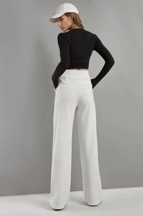 High Waist Elastic Crepe Palazzo Pants - Image 6