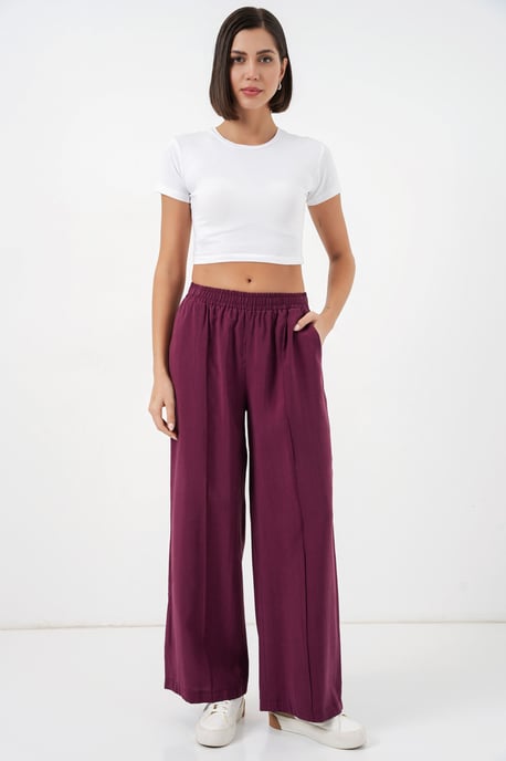 Brede Pijpen Broek met Elastische Taille - Image 5