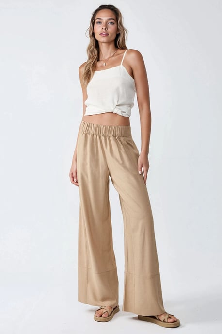 Wide Leg Elastic Waist Pants - Image 2