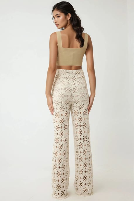 Uitgesneden Gedetailleerde Wijde Pijpen Broek Pika Collectie - Image 4