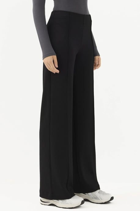 Modal Touch Rib Gedetailleerde Wijde Pantalon - Image 2
