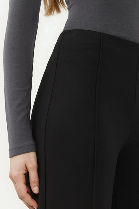 Modal Touch Rib Gedetailleerde Wijde Pantalon - Image 3