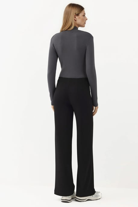 Modal Touch Rib Gedetailleerde Wijde Pantalon - Image 4