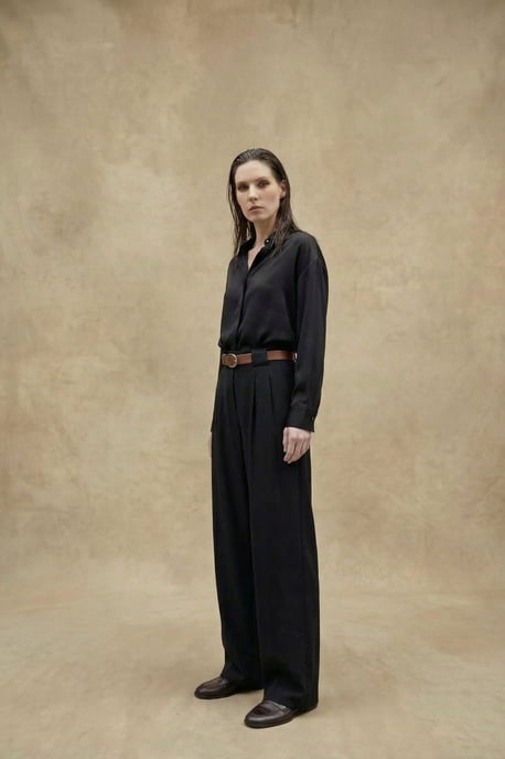 Hoge Taille Plissé Brede Pijpen Broek - Image 3