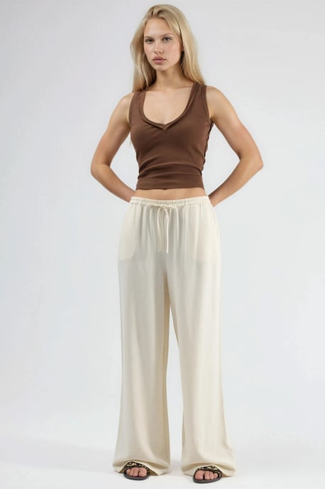 Viscose-Linnen Gecombineerde Wijde Pantalon - Image 5