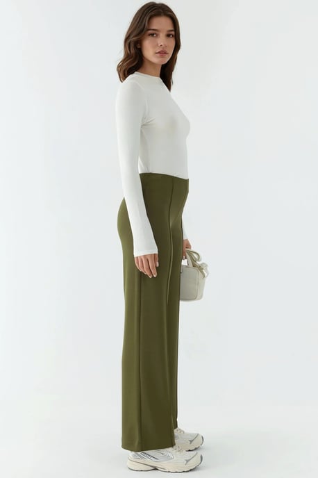 Modal Touch Ribbels Gedetailleerde Wijde Pantalons - Image 3