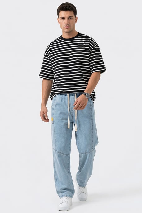 Baggy Denim Broek met Koord Taille - Image 1
