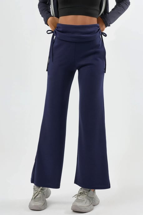 Modal Touch Hoge Taille Brede Pijpenbroek met Rimpeldetail - Image 1