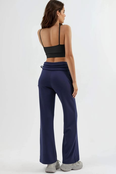 Modal Touch Hoge Taille Brede Pijpenbroek met Rimpeldetail - Image 2