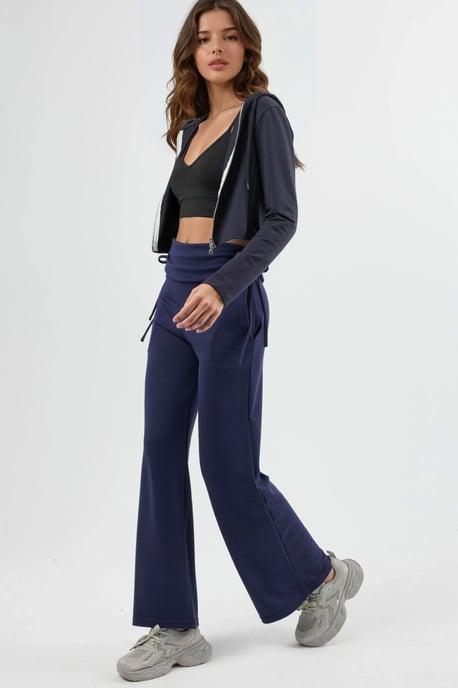 Modal Touch Hoge Taille Brede Pijpenbroek met Rimpeldetail - Image 3