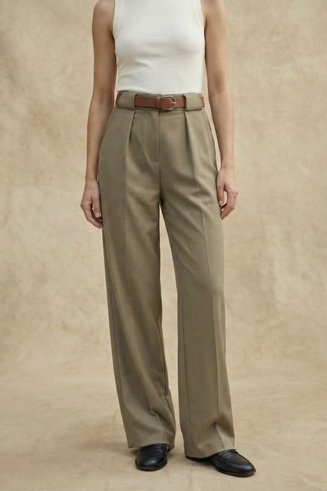 Hoge Taille Plissé Brede Pijpen Broek - Image 2